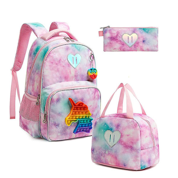 Skolesekker16&quot; Vesker For Jente Set Bag 3 I 1 Barn Vesker For Jente Kawaii Ryggsekk Vanntett Barn Skolevesker For Jente D-02