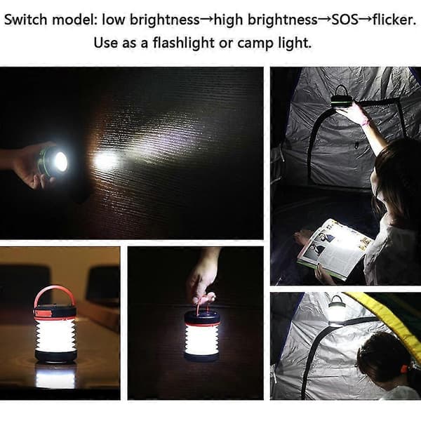 Campinglanterne, oppladbart LED-campinglys, USB-drevet sammenleggbart teltlys med førstehjelpsfløyte, campinglykt