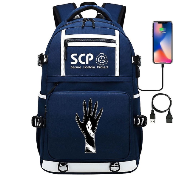 Scp Special Containment Procedures Foundation Usb Backpack Bag - Luminous Student Bookbag Ryggsekk for skole og reise 3