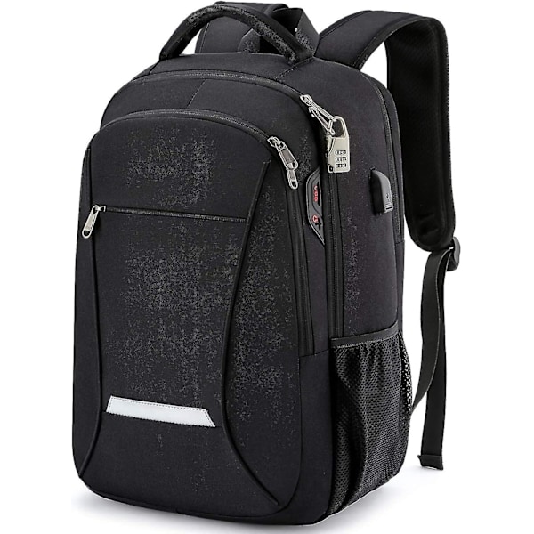 Reppu miehille - Matkareppu kannettavalle tietokoneelle, jossa USB lataus/kuulokeliitäntä - Heavy Duty -vedenkestävä College-reppu - sopii 15" kannettaviin tietokoneisiin