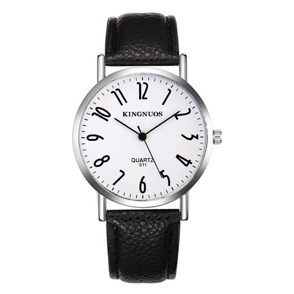 Yksinkertainen muoti litsikuvioinen vyö, vedenpitävä watch Black band white