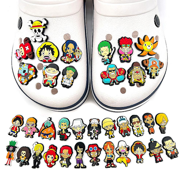 36 st Anime One Piece Series Characters Skor Berlocker För Crocs Clog Sandaler Dekoration Inredning Tillbehör Presenter