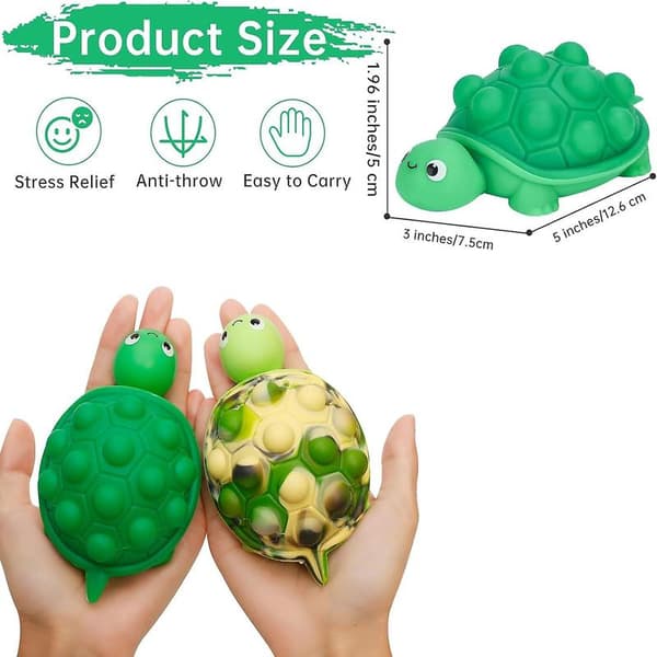Fidget Legetøj, 3d Silikone Skildpadde Tryk Boble Sensorisk Legetøj Pop Stressbold Angst Stress Relief Legetøj