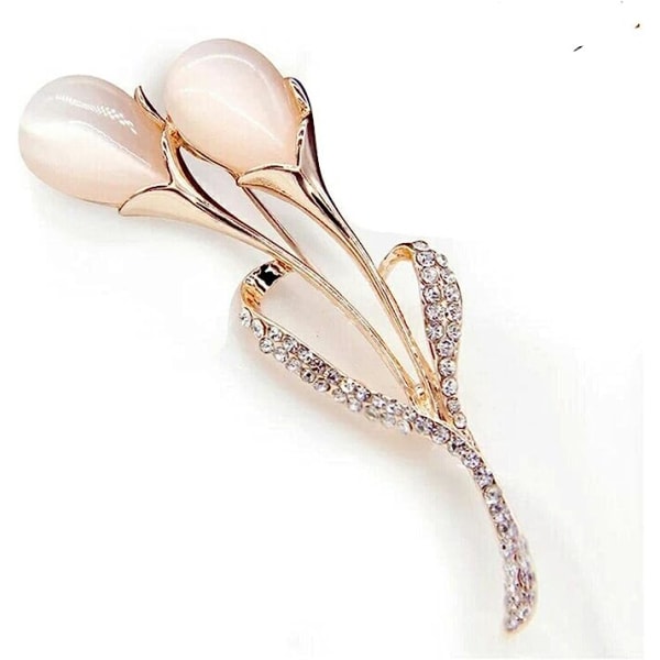 Guoshang Kvinnor Rose Gold Opal Calla Lily Brosch Pin Flower Opal Lapel Pin for Rocks Jackor Tröjor Accessoarer,Guld,1 st