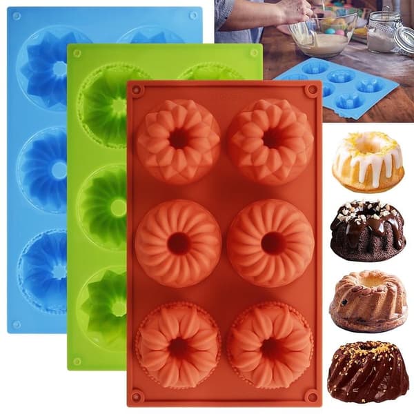 Silikonkaksform med 6 hål, 3-pack, Färg
