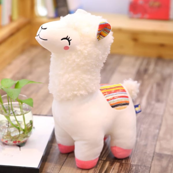 Alpaca Mjukdjur, Plyschleksak, Söt Lama Docka Plysch, Gosedjur för Bebis Barn Flickor Jul Födelsedagspresent (Vit, 25 cm)