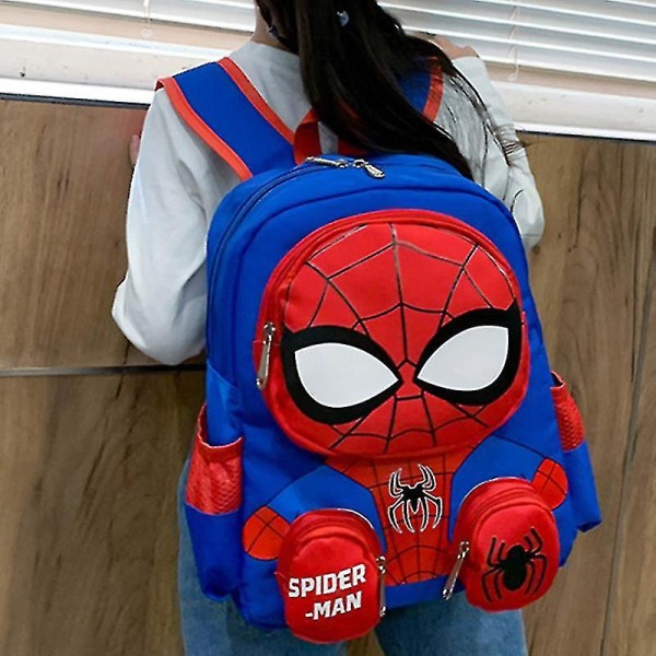 Disney Spiderman Ryggsekker Super Heroes Student Skoleveske Tegneserie 3d Stereo Barnehage Ryggsekk Barnereiseveske Gave Navy