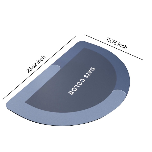 Diatomébadetæppe, Superabsorberende Hurtigtørrende, Gummibagside skridsikker, vaskbare gulvmåtter til badeværelse, brusetæppe til foran Blue
