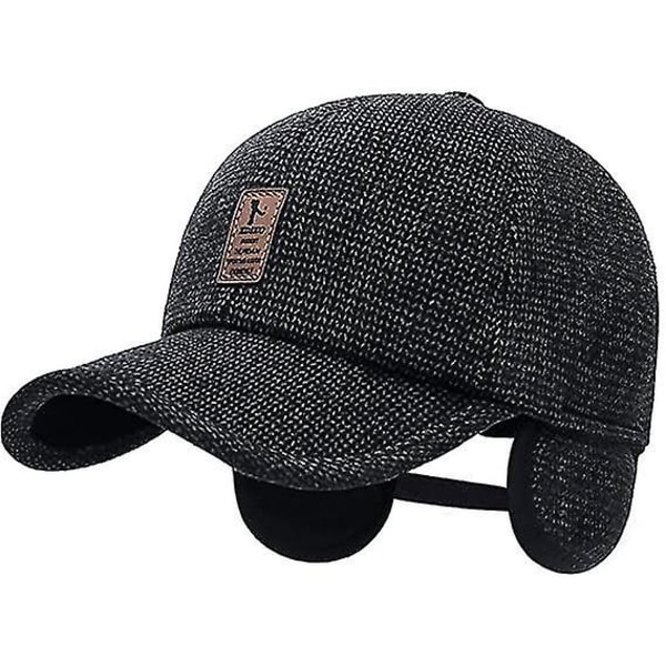 Talvi Miesten Ulkoiluhattu, Säädettävä Lämmin Sport Golf Baseball Cap Hatut Isä Lippikset Korvaläpät Paksu 55-60cm Brown