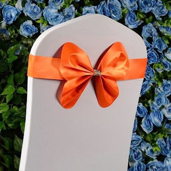 15 Farger Spandex Stol Sashes Bryllup Stol Sash Mini Style Butterfly Sløyfe Lycra Stretch Band Hotel Party Show,oransje