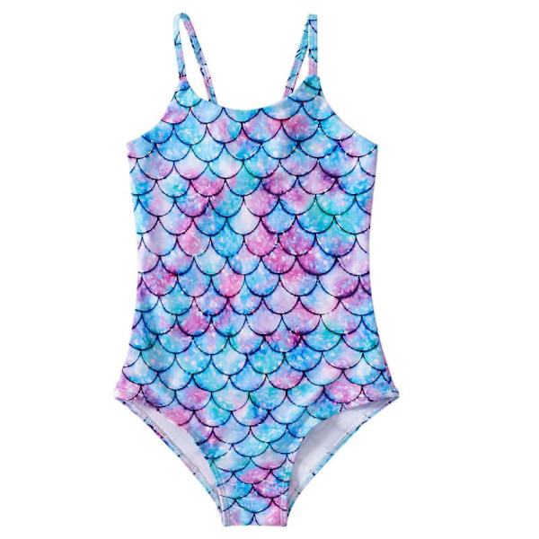 Mermaid Swimsuit Girls One Piece Baddräkt Spa Beach Badkläder --- Färgglada Csize 130