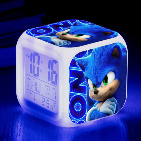 Sonic the Hedgehog storskjerm digital firkantet fargerik vekkerklokke for barn