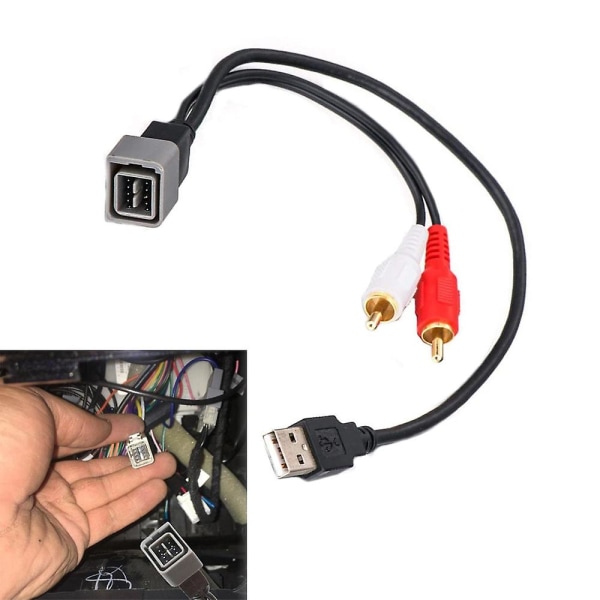 Radio 8-stifts gränssnitt USB port ingångshållningskabel för Nissan bilstereobyte - högtalarlinje