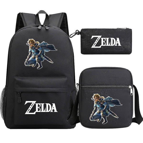 "Kingdom Of Zelda" Tears Print teini-opiskelijakoululaukku Kolmiosainen: Miesten ja naisten olkapukureppu 3