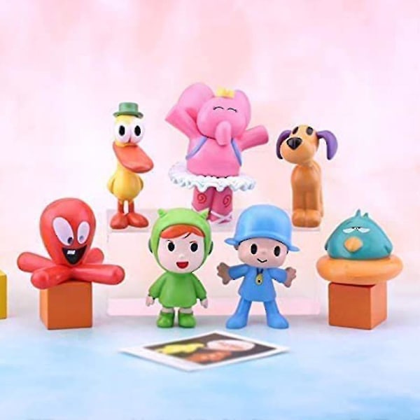 7 stk Pocoyo Series Pocoyo Figurer Legetøj, Mini Samlerobjekt Model Dukkesæt Bordpynt Børnegaver789