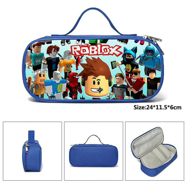 Roblox Case Stor kapacitet Pennlåda med blixtlås 2 lager penna förvaringspåse Organizer Present för studenter Barn A