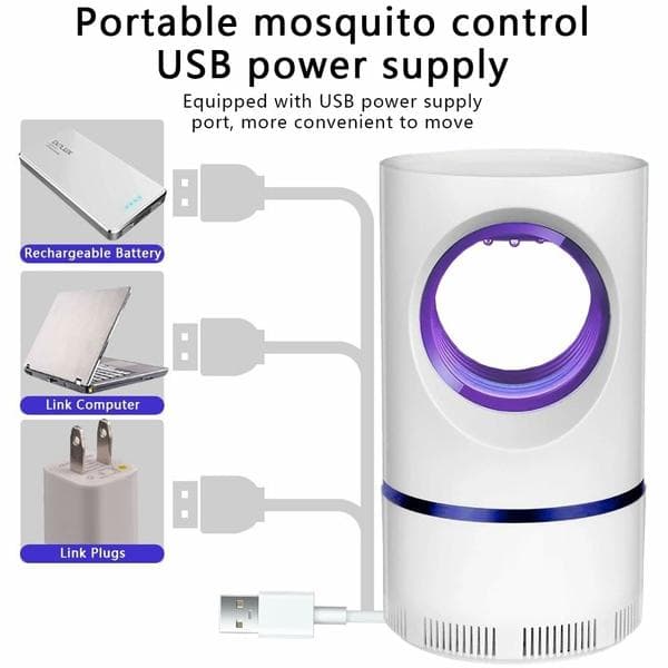 UV-attraktionslys Myggedræber USB Elektrisk Bug Zapper Vit white