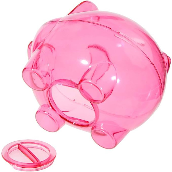 Söt spargris för barn, myntbesparande förvaringslåda i plast för pojkar och flickor Födelsedagshemdekoration (rosa)