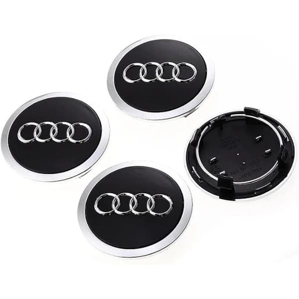 Senterkopper for AUDI 61mm 4-pakning Grå med kromkant