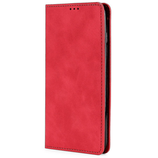 Til Oppo A57s 4g / A57e 4g / A57 4g Magnetisk Autoabsorberet Anti-ridse Telefon Taske Stand Pu Læder Red