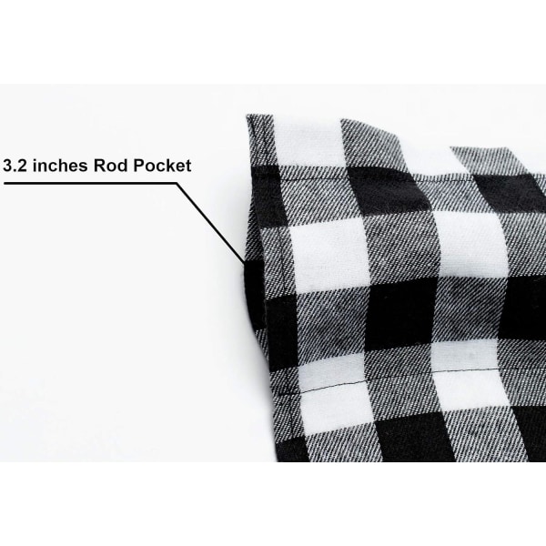 130*40cm,nior2 Pack Buffalo Check Ruudullinen ikkunareunus Punainen ja Musta maalaistalo Design Ikkunankäsittely Sisustus Verhot Tanko Taskureunukset keittiöön