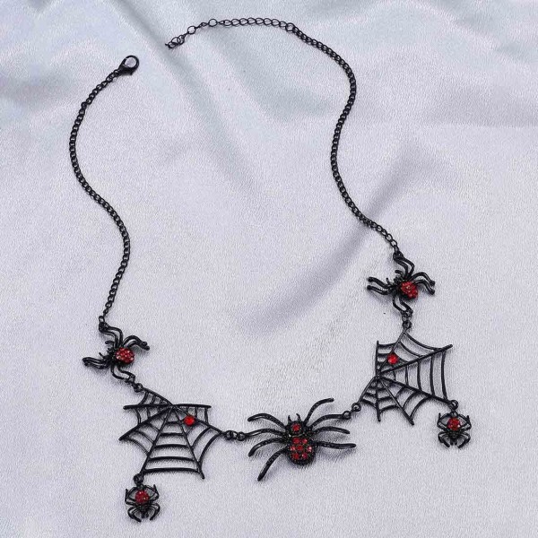 Halloween flaggermus Spider Web Choker Halskjeder Gotisk krage Halskjede Anheng Kjede smykker for kvinner og jenter