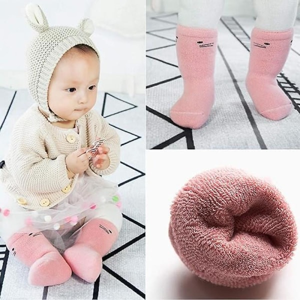 Baby Vinterstrumpor 0-4 år gamla strumpor för nyfödda Pojkar Flickor Tjocka mellankalvar Djur Varma bomullsstrumpor