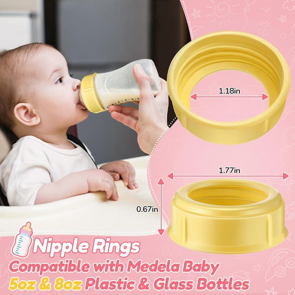 Kompatibel med Medela Nappkrage Ringar 4-pack för 5oz 8oz Babyflaskor Läckagesäker Diskmaskinssäker