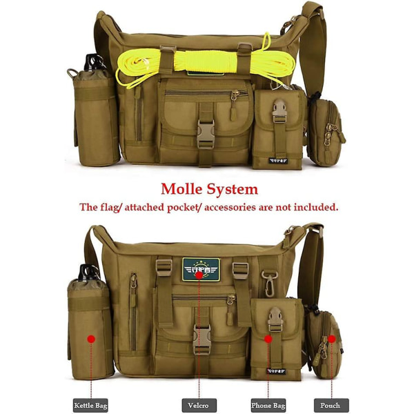 Tactical Crossbody Bag Stor vanntett bærbar PC-pakke Uformell militær skulderveske Grønn