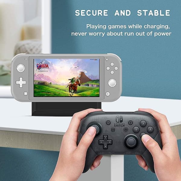 Laddningsdocka kompatibel med Switch/Switch Lite, USB Type C Laddningsdockningsstation vagga stativ