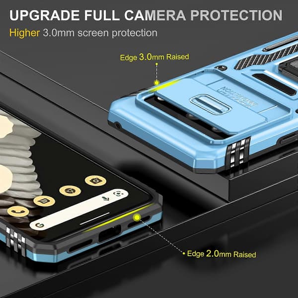 Armor PC + TPU Kameraskydd Mobilskal Light Blue For Google Pixel 8