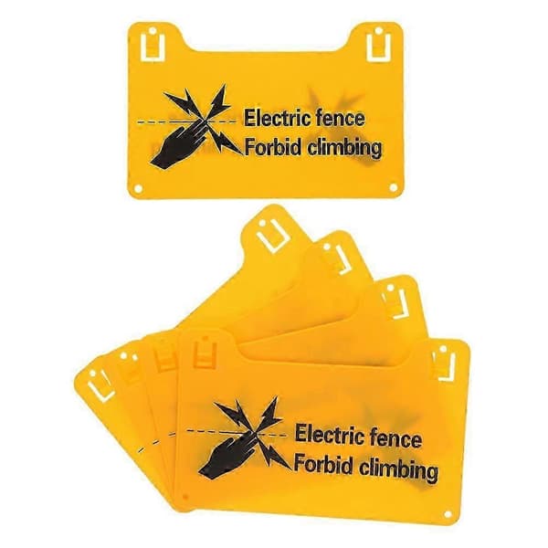 Varningsskyltar för elstängsel - 5-pack, fet text och grafik 20.00X12.80X0.30CM Gul