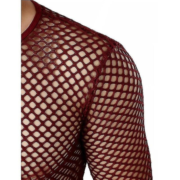 Sexet mænds T-shirt Mesh Fishnet ærmeløs undertrøje Top A Black XL