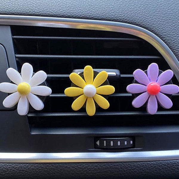 4 stk Car Charm Smukke tusindfryd Blomster Bil Air Vent Clips Bil Luftfrisker Sød Automotive Interiør Dekorationer Tilbehør