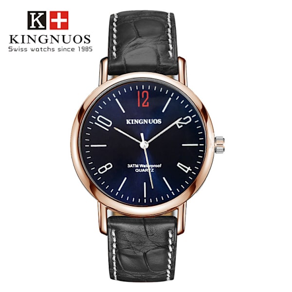 Par modebälte kvarts icke-mekanisk watch Blue dial with gold shell black