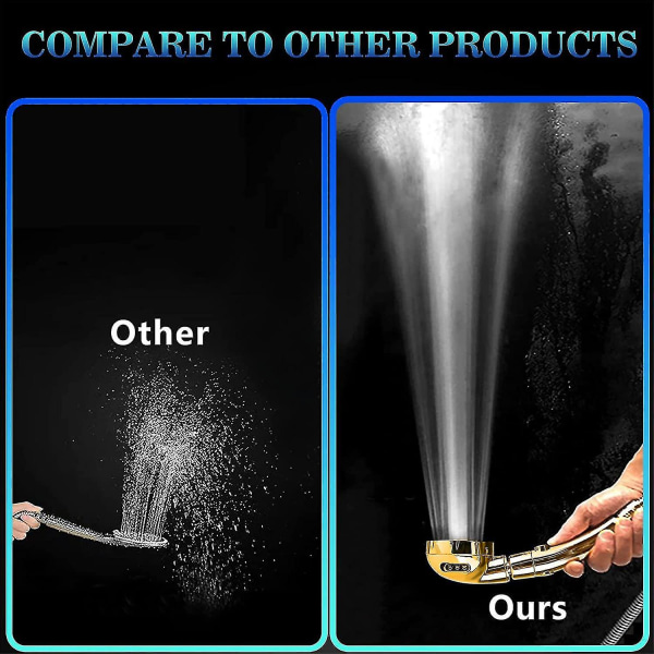 Duschmunstycke Högtrycksvattenbesparande dusch Handhållna duschmunstycken i rostfritt stål Handhållna Universal 3-lägesfunktion Krom (guld)