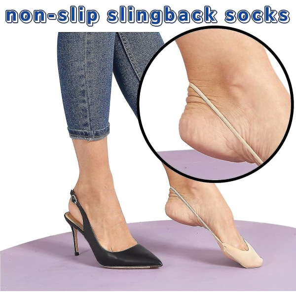 Kvinders Slingback Sheer Liner Sokker Damer Usynlige Tå Cover Sokker Lavt Snit Ingen Show Sok Med Forfodspude Til Hæle, 6 Par