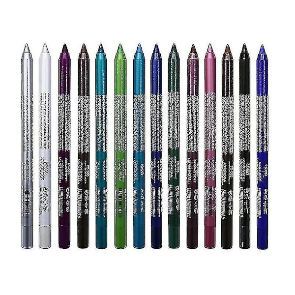 14 färger Långvarig Eye Liner Penna Vattentät Pigment Blå Brun Svart Eyeiner Pen Ögonmakeup Kosmetik 19 White