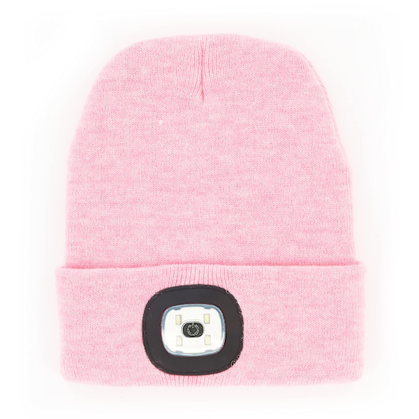 Lue Lue Med Lett Vinterstrikk Opplyste Frontlykthuer Rosa Pink