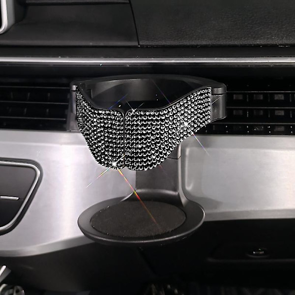Ilmanvaihtoaukko Juomaalustan Kahvipulloteline CAN Juoma Tuhkakuppi Kiinnitysteline Autotarvikkeet Girly Glitter Automukinpidike| | Black