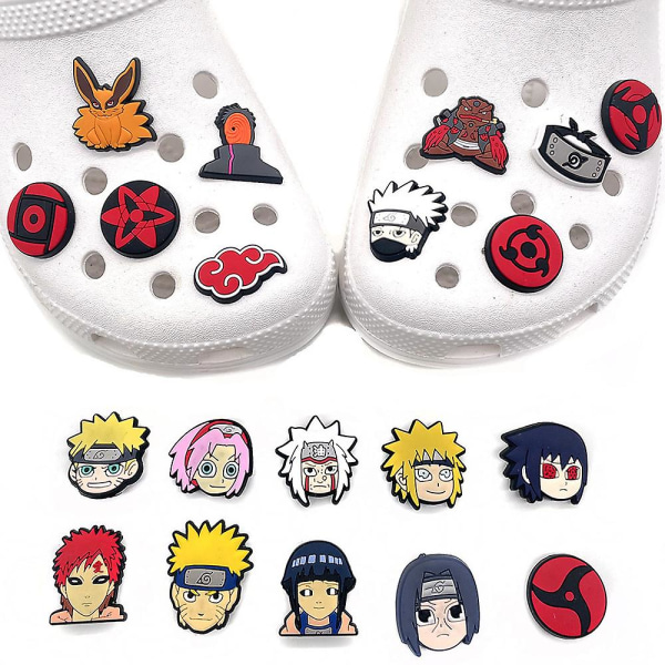20 kpl Naruto Shoe Decor Koristeet Lapsille Aikuisille Crocs Kengät Tee itse asusteet