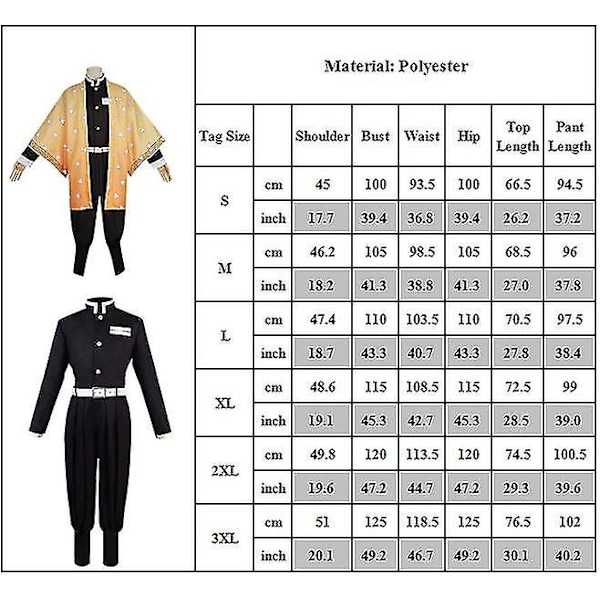 Demon Slayer Agatsuma Zenitsu Cosplay Juhlapuku Asut Halloween Party Anime Set Lahjat Outfits with Wig S