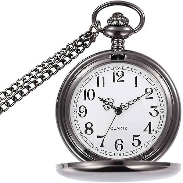 Lommeur Vintage Smooth Quartz Classic Til Mænd Kvinder Black