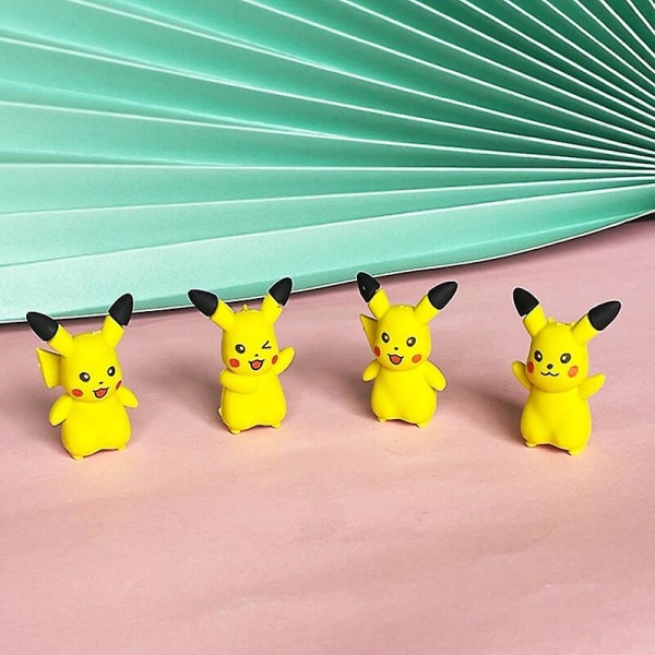 6 stk Pikachu 3d modell viskelær tegneserie anime pluggbar blyant viskelær Gummi Kreativ skole korrigering rekvisita for barn Gave random expression 4pcs-Lollipop