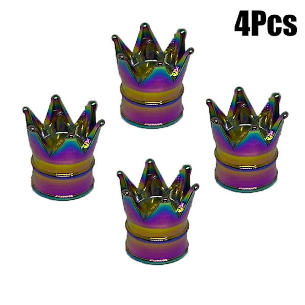 4kpl Crown Wheel Rengas Venttiilikorkit Autolle Moottoripyörälle Pölytiivis Venttiilikorkit Cover Auton muotoilu Auton ulkokoristetarvikkeet| | 4PCS Colorful