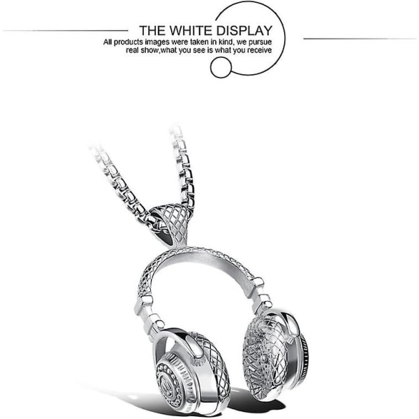 Hip Hop Musikälskare DJ Hörlurshänge Rostfritt stål Halsband för män Kvinnor Tonåring med Box Kedja Färg Svart Silver Guld Silver Free Size