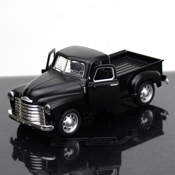 1kpl Pick Up Truck, musta- 1/32 mittakaavassa Diecast malli Leluauto Vintage automalli Retro vintage automalli Lelu metalliseos automalli kodin sisustus