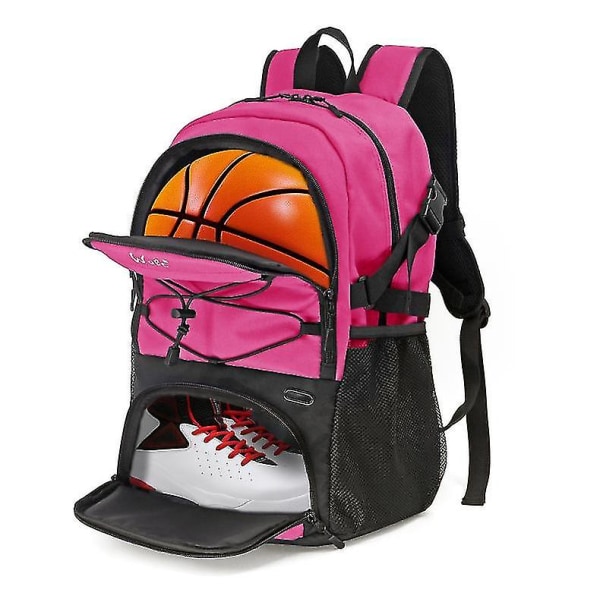 Basketballrygsæk Stor sportstaske med separat boldholder og skorum, bedst til basketball, fodbold, Voll PINK