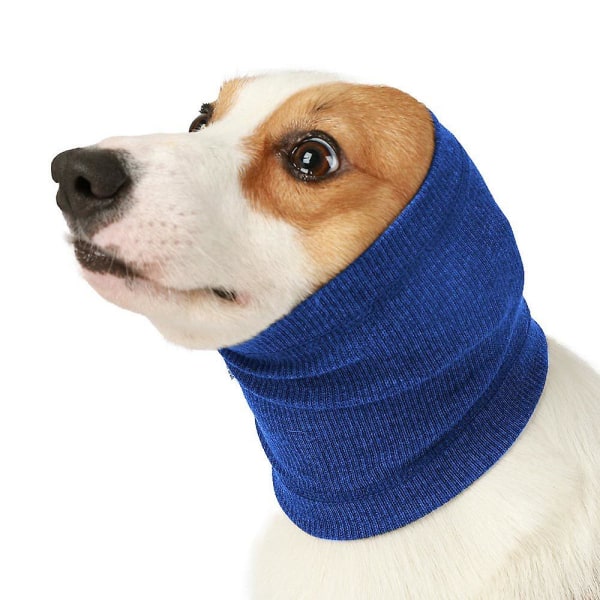 Pet Dog Snood Skjerf Bading Grooming Nakkevarmer Ørebeskyttelse Blue L