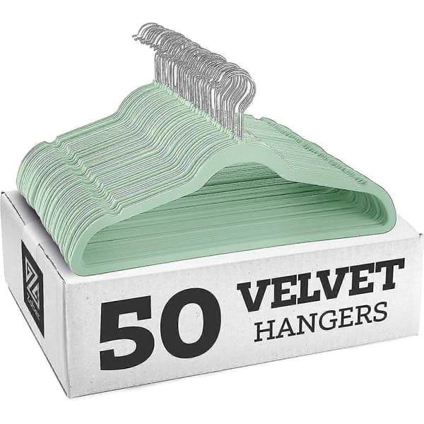 10-pack halkfria sammetsgalgar för kostymer Avocado Green galvanized hook
